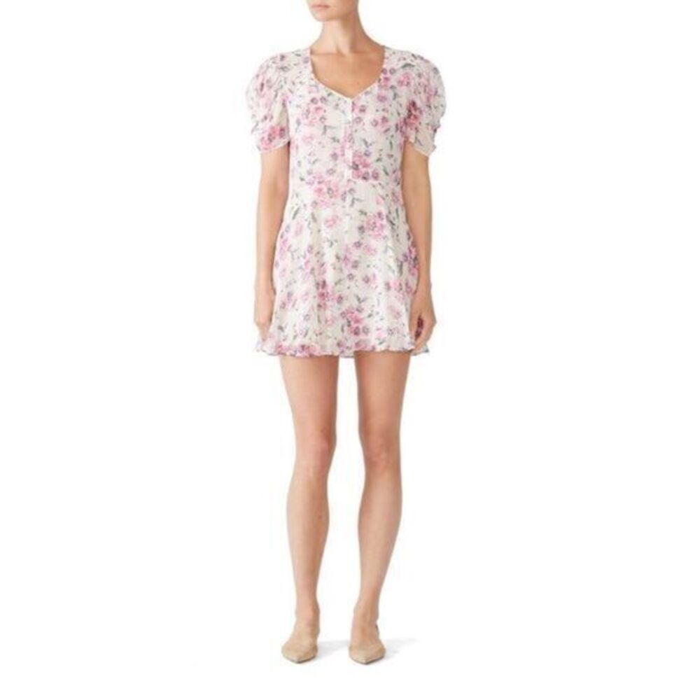 LOVESHACKFANCY Pink Floral Cara Cotton Dress MEDIUM